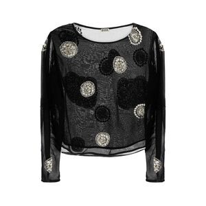 Bode Women Black Crepe Brooch Top